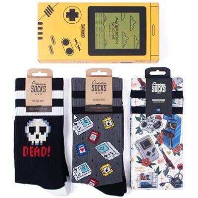 American Socks Chaussettes mi-longues Boîte cadeau Gamer Box, style Old School Technologie de contrôle de l'humidité Fraîcheur maximale Édition limitée, Graphique, L-XL Alto - Publicité American Socks Chaussettes mi-longues Boîte cadeau Gamer Box, style Old School Technologie de contrôle de l'humidité Fraîcheur maximale Édition limitée, Graphique, L-XL Alto - Publicité
