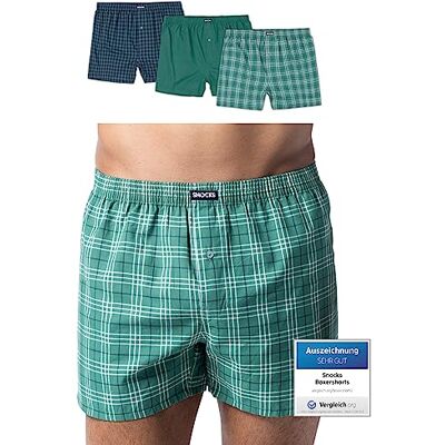 Snocks Caleçon Homme Américain Lot de 3 – Boxer en Coton Bio Certifié GOTS, sous-Vêtement Confort sans Couture – Tailles M – 3X Vert Mer (Petits Carreaux/Grands Carreaux/Uniforme) - Publicité Snocks Caleçon Homme Américain Lot de 3 – Boxer en Coton Bio Certifié GOTS, sous-Vêtement Confort sans Couture – Tailles M – 3X Vert Mer (Petits Carreaux/Grands Carreaux/Uniforme) - Publicité