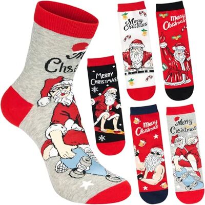 BRUBAKER 5 Paires de Chaussettes pour Hommes Père Noël Rigolo Coloré et Confortable Coton de Haute Qualité Doux et Moelleux Supérieur Idée Cadeau Original et Pratique pour Lui Pointure 41-45 - Publicité BRUBAKER 5 Paires de Chaussettes pour Hommes Père Noël Rigolo Coloré et Confortable Coton de Haute Qualité Doux et Moelleux Supérieur Idée Cadeau Original et Pratique pour Lui Pointure 41-45 - Publicité