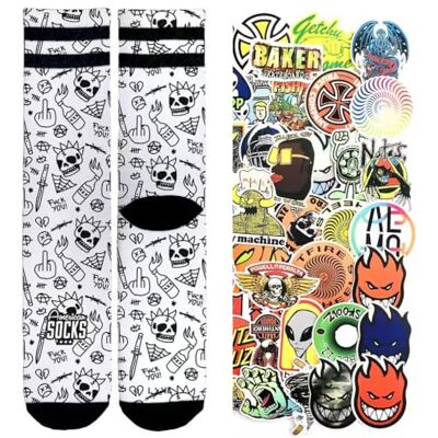 American Socks chaussettes de la série Signature, chaussettes de sport colorées tubulaires pour basket et skate, ORIGINALES, 1 paire + pack de 10 autocollants aléatoires, M - Publicité American Socks chaussettes de la série Signature, chaussettes de sport colorées tubulaires pour basket et skate, ORIGINALES, 1 paire + pack de 10 autocollants aléatoires, M - Publicité