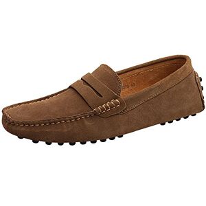 Jamron Hommes Daim Penny Loafers Confort Chaussures de Conduite Mocassin Slippers Marron 2088 EU42 - Publicité