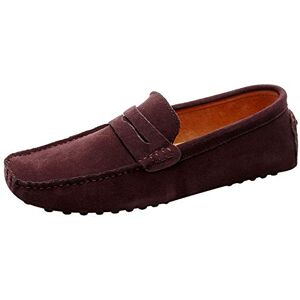 Jamron Hommes Daim Penny Loafers Confort Chaussures de Conduite Mocassin Slippers Café 2088 EU42 - Publicité