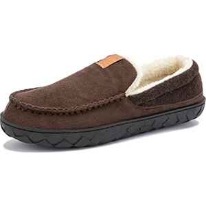 Josaywin Hommes Mocassin Pantoufles Confortables Chambre à coucher Memory Foam Chaussons Intérieur Extérieur Antidérapant Suédois Chaussures Chaudes d'hiver avec Doublure Peluche Café 42 EU - Publicité