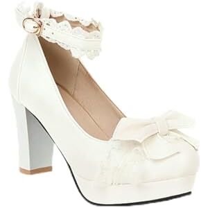 Generic Femmes Lolita Bout Rond Pompes Dentelle Cheville Sangle Chunky Bloc Talons Noeud Plate-Forme Soirée Robe Chaussures,Blanc,40 EU - Publicité Generic Femmes Lolita Bout Rond Pompes Dentelle Cheville Sangle Chunky Bloc Talons Noeud Plate-Forme Soirée Robe Chaussures,Blanc,40 EU - Publicité