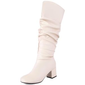 CRETUAO Bottes Hautes plissées à la Mode pour Femmes, Bottes Amples élégantes à Talons épais et Bout Rond, Bottes Longues de fête Noires Simples,Blanc,38.5 EU - Publicité CRETUAO Bottes Hautes plissées à la Mode pour Femmes, Bottes Amples élégantes à Talons épais et Bout Rond, Bottes Longues de fête Noires Simples,Blanc,38.5 EU - Publicité