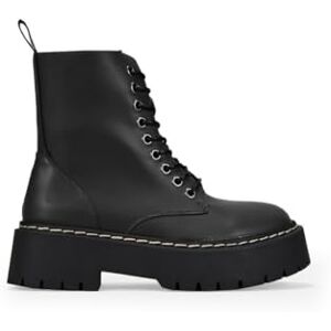 BOSANOVA Bottes militaires style punk en cuir vegan avec plateforme crantée et lacets jusqu'au sommet, fermeture à glissière, chaussures pour femme, Noir , 36 EU - Publicité BOSANOVA Bottes militaires style punk en cuir vegan avec plateforme crantée et lacets jusqu'au sommet, fermeture à glissière, chaussures pour femme, Noir , 36 EU - Publicité
