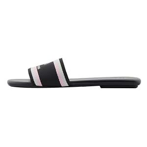 Armani Exchange Sandales plates à rayures fines pour femme avec logo à l'avant, Noir, 35 EU - Publicité Armani Exchange Sandales plates à rayures fines pour femme avec logo à l'avant, Noir, 35 EU - Publicité