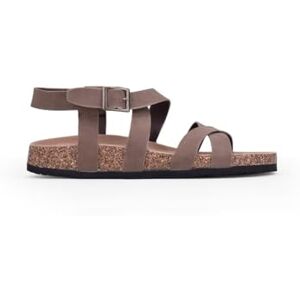 BOSANOVA Sandales plates pour femme avec deux bandes avant croisées et semelle bio en liège. Fermeture à lanières à la cheville avec boucle métallique. Chaussures pour femme, marron, 38 EU - Publicité BOSANOVA Sandales plates pour femme avec deux bandes avant croisées et semelle bio en liège. Fermeture à lanières à la cheville avec boucle métallique. Chaussures pour femme, marron, 38 EU - Publicité
