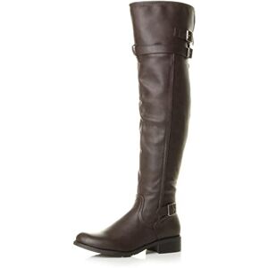 Ajvani Ajvaniho talon bas plat hiver au-dessus du genou bottes avec boucle - bottes d'équitation - Publicité Ajvani Ajvaniho talon bas plat hiver au-dessus du genou bottes avec boucle - bottes d'équitation - Publicité