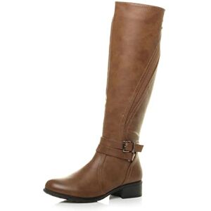 Ajvani Femmes talon bas élastique biker mollet bottes cavalières pointure 9 42 - Publicité Ajvani Femmes talon bas élastique biker mollet bottes cavalières pointure 9 42 - Publicité