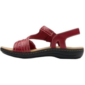 Clarks Sandales décontractées pour femme, cuir rouge, 42.5 EU - Publicité Clarks Sandales décontractées pour femme, cuir rouge, 42.5 EU - Publicité