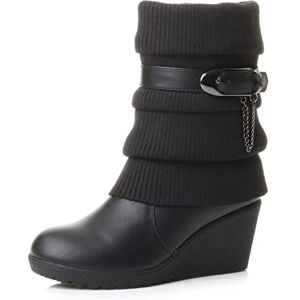 Ajvani Femmes Talon Haut compensé tricoté Hiver Mollet Bottines Pointure 7 40,Noir - Publicité Ajvani Femmes Talon Haut compensé tricoté Hiver Mollet Bottines Pointure 7 40,Noir - Publicité