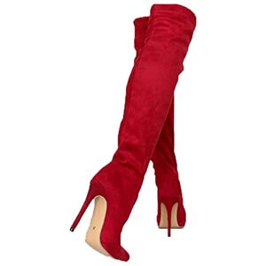 WOilERQ Femmes Cuissardes Sexy 4.3 Pouces Talon Haut Stretch Suede Cuissardes Bottes Longues Bout Pointu sur Le Genou Chaussons Élasticité Chaussures Habillées,Rouge,38 - Publicité WOilERQ Femmes Cuissardes Sexy 4.3 Pouces Talon Haut Stretch Suede Cuissardes Bottes Longues Bout Pointu sur Le Genou Chaussons Élasticité Chaussures Habillées,Rouge,38 - Publicité