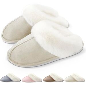 RUVVDR Chaussons Femme Homme Chauds Pantoufle Femme Hiver Confort Doux Antidérapants Faux Daim Chausson Intérieur & Extérieur,Beige,42-43 EU - Publicité RUVVDR Chaussons Femme Homme Chauds Pantoufle Femme Hiver Confort Doux Antidérapants Faux Daim Chausson Intérieur & Extérieur,Beige,42-43 EU - Publicité