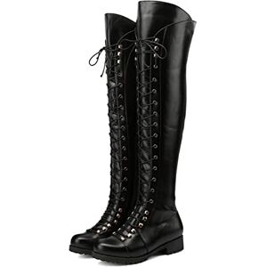 CRETUAO Femmes Genou Haute Botte Plate Croix Dentelle sur Cuir Cavalier Bottes Classique Bout Rond Bloc Talon fête Bottes Fermeture éclair côté équitation Bottes,Noir,41 EU - Publicité CRETUAO Femmes Genou Haute Botte Plate Croix Dentelle sur Cuir Cavalier Bottes Classique Bout Rond Bloc Talon fête Bottes Fermeture éclair côté équitation Bottes,Noir,41 EU - Publicité