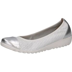 CAPRICE Ballerines Femme en Cuir Bout Rond, Blanc (White/Silver), 39 EU - Publicité CAPRICE Ballerines Femme en Cuir Bout Rond, Blanc (White/Silver), 39 EU - Publicité