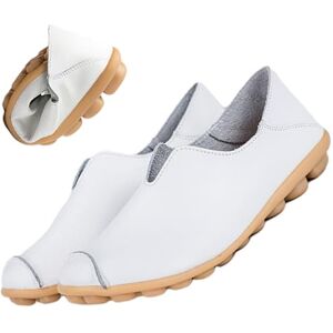 jyyyou Chaussons en Cuir Ultra Confortables, Mocassins Orthopédiques à Enfiler pour Femmes, Mocassins Confortables en Cuir pour Fasciite Plantaire avec Soutien De La Voûte Plantaire (Blanc,35) - Publicité jyyyou Chaussons en Cuir Ultra Confortables, Mocassins Orthopédiques à Enfiler pour Femmes, Mocassins Confortables en Cuir pour Fasciite Plantaire avec Soutien De La Voûte Plantaire (Blanc,35) - Publicité