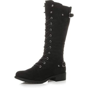 Ajvani Femmes talon bas lacer motard combat militaire bottes de mollet taille 4 37 - Publicité Ajvani Femmes talon bas lacer motard combat militaire bottes de mollet taille 4 37 - Publicité