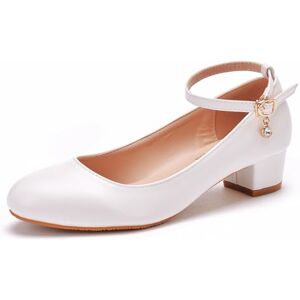 BAIRUNDA Chaussures De Mariage pour Femmes, Chaussures De Robe De Mariée Blanches De 3 Cm, Talon Carré Bout Rond Boucle De Cheville Chaussures Décontractées Confortables, 37 EU,White - Publicité BAIRUNDA Chaussures De Mariage pour Femmes, Chaussures De Robe De Mariée Blanches De 3 Cm, Talon Carré Bout Rond Boucle De Cheville Chaussures Décontractées Confortables, 37 EU,White - Publicité