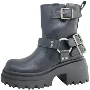 Buffalo Bravr Biker Bottines en Cuir Noir - Publicité Buffalo Bravr Biker Bottines en Cuir Noir - Publicité