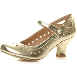 Ajvani Chaussures Escarpins Babies Classique cœur découpée Femmes Petit Talon Taille, Or Métallique, 39 EU - Publicité Ajvani Chaussures Escarpins Babies Classique cœur découpée Femmes Petit Talon Taille, Or Métallique, 39 EU - Publicité