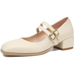 EXECAB Chaussures Mary-Jane pour Femmes avec Gros Talon Bloc Bas, Escarpins de Travail à Bout fermé, Doubles Brides de Cheville, Escarpins à Bout carré, Chaussures habillées,Beige,39 EU - Publicité EXECAB Chaussures Mary-Jane pour Femmes avec Gros Talon Bloc Bas, Escarpins de Travail à Bout fermé, Doubles Brides de Cheville, Escarpins à Bout carré, Chaussures habillées,Beige,39 EU - Publicité