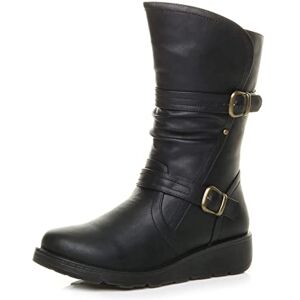 Ajvani Femmes talon compensé bas ruché boucle l'hiver confort bottes de mollet pointure 4 37 - Publicité Ajvani Femmes talon compensé bas ruché boucle l'hiver confort bottes de mollet pointure 4 37 - Publicité
