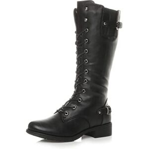 Ajvani Femmes talon bas lacer motard combat militaire bottes de mollet taille 6 39 - Publicité Ajvani Femmes talon bas lacer motard combat militaire bottes de mollet taille 6 39 - Publicité