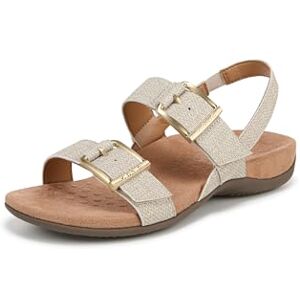 Vionic Sandales plates Reese pour femme, Tissu synthétique beige avoine, 3.5 UK Wide - Publicité Vionic Sandales plates Reese pour femme, Tissu synthétique beige avoine, 3.5 UK Wide - Publicité