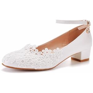 BAIRUNDA Chaussures De Mariage pour Femmes, Talon Carré De 3 Cm, Chaussures De Mariée Blanches en Dentelle Fleur Bout Rond Boucle De Cheville Chaussures Décontractées Confortables, 37 EU,White - Publicité BAIRUNDA Chaussures De Mariage pour Femmes, Talon Carré De 3 Cm, Chaussures De Mariée Blanches en Dentelle Fleur Bout Rond Boucle De Cheville Chaussures Décontractées Confortables, 37 EU,White - Publicité