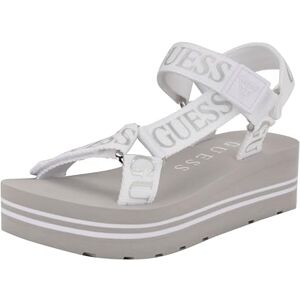 Guess Sandales compensées Avin pour femme, Blanc/argent 115, 39.5 EU - Publicité Guess Sandales compensées Avin pour femme, Blanc/argent 115, 39.5 EU - Publicité