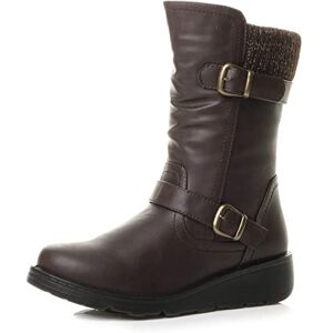 Ajvani Femmes talon compensé bas col tricoté l'hiver confort motard bottes de mollet pointure 6 39 - Publicité Ajvani Femmes talon compensé bas col tricoté l'hiver confort motard bottes de mollet pointure 6 39 - Publicité