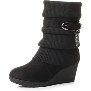 Ajvani Femmes Talon Haut compensé tricoté Hiver Mollet Bottines Pointure 4 37,Noir - Publicité Ajvani Femmes Talon Haut compensé tricoté Hiver Mollet Bottines Pointure 4 37,Noir - Publicité