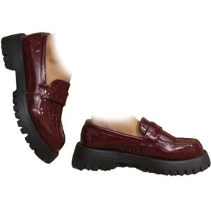 WINDEHAO Mocassins orthopédiques à enfiler pour femme, mocassins à plateforme en cuir verni, confortables et larges, rouge vin, 38.5 EU - Publicité WINDEHAO Mocassins orthopédiques à enfiler pour femme, mocassins à plateforme en cuir verni, confortables et larges, rouge vin, 38.5 EU - Publicité