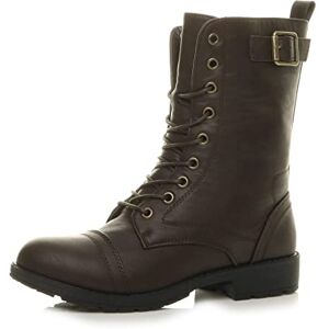 Ajvani Femmes talon bas armée combat lacer bottines bottes militaires pointure 5 38 - Publicité Ajvani Femmes talon bas armée combat lacer bottines bottes militaires pointure 5 38 - Publicité