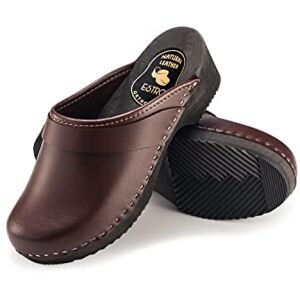 ESTRO Sabots Femme en Cuir, Homme Chaussures Hôpital Mules, Femmes Sabots Orthopédiques (35, Brun) - Publicité ESTRO Sabots Femme en Cuir, Homme Chaussures Hôpital Mules, Femmes Sabots Orthopédiques (35, Brun) - Publicité