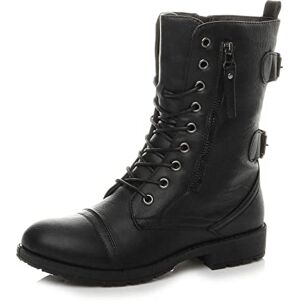 Ajvani Femmes talon bas armée combat lacer bottines bottes militaires pointure 5 38 - Publicité Ajvani Femmes talon bas armée combat lacer bottines bottes militaires pointure 5 38 - Publicité