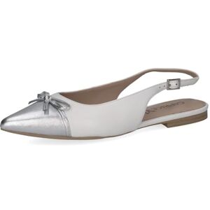 CAPRICE Ballerines Femme en Cuir, Blanc (White/Silver), 37,5 EU - Publicité CAPRICE Ballerines Femme en Cuir, Blanc (White/Silver), 37,5 EU - Publicité