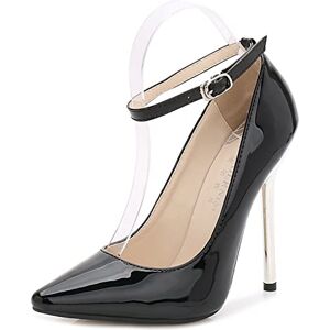 WOkismD Femmes Sexy Bout Pointu Talons Hauts avec Bride à la Cheville en Cuir Verni Escarpins Talons Aiguilles en métal à Talons habillés fête de Mariage Chaussures de Bal 5 Pouces,Noir,38 - Publicité WOkismD Femmes Sexy Bout Pointu Talons Hauts avec Bride à la Cheville en Cuir Verni Escarpins Talons Aiguilles en métal à Talons habillés fête de Mariage Chaussures de Bal 5 Pouces,Noir,38 - Publicité