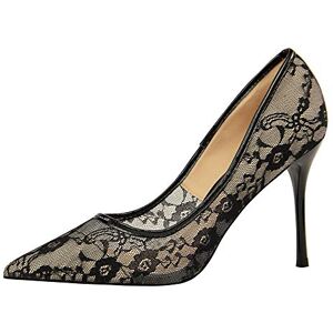 SUQELEGY Talons Hauts Sexy en Dentelle et Maille pour Femmes, Escarpins de 4 Pouces, Sandales à Talons Aiguilles à Bout fermé et Pointu, Chaussures de Robe de mariée à Enfiler,Noir,34 EU - Publicité SUQELEGY Talons Hauts Sexy en Dentelle et Maille pour Femmes, Escarpins de 4 Pouces, Sandales à Talons Aiguilles à Bout fermé et Pointu, Chaussures de Robe de mariée à Enfiler,Noir,34 EU - Publicité