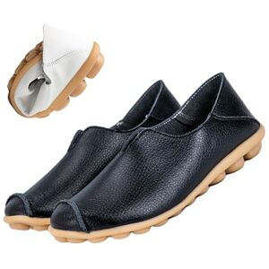 jyyyou Chaussons en Cuir Ultra Confortables, Mocassins Orthopédiques à Enfiler pour Femmes, Mocassins Confortables en Cuir pour Fasciite Plantaire avec Soutien De La Voûte Plantaire (Noir,38) - Publicité jyyyou Chaussons en Cuir Ultra Confortables, Mocassins Orthopédiques à Enfiler pour Femmes, Mocassins Confortables en Cuir pour Fasciite Plantaire avec Soutien De La Voûte Plantaire (Noir,38) - Publicité