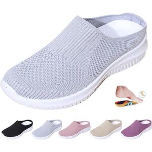ZPLMIDE Pantoufles orthopédiques pour femmes, mules décontractées en maille pour femmes, chaussures sabots, baskets légères et respirantes à enfiler, sabots à plateforme, gris, 37 EU - Publicité ZPLMIDE Pantoufles orthopédiques pour femmes, mules décontractées en maille pour femmes, chaussures sabots, baskets légères et respirantes à enfiler, sabots à plateforme, gris, 37 EU - Publicité