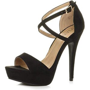 Ajvani Femmes Talons Hauts Ouvert lanières croisées Sandales Plateforme,Daim Noir,36 EU - Publicité Ajvani Femmes Talons Hauts Ouvert lanières croisées Sandales Plateforme,Daim Noir,36 EU - Publicité
