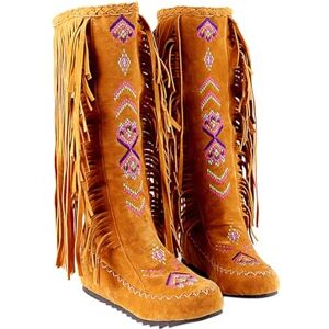 ESSUE Botte Haute Jusqu'au Genou Femme Western Frange Botte Décontractées Respirantes Bottes de cowboy confortables Bottes hautes pour femme à talon plat Goth Punk Style Bottes - Publicité ESSUE Botte Haute Jusqu'au Genou Femme Western Frange Botte Décontractées Respirantes Bottes de cowboy confortables Bottes hautes pour femme à talon plat Goth Punk Style Bottes - Publicité