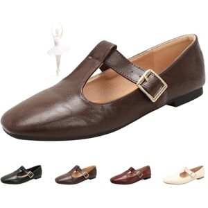 ZPLMIDE Mary Jane Ballerines classiques confortables en polyuréthane à bout pointu avec bride en T pour femme, marron, 0 UK - Publicité ZPLMIDE Mary Jane Ballerines classiques confortables en polyuréthane à bout pointu avec bride en T pour femme, marron, 0 UK - Publicité