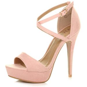 Ajvani Femmes Talons Hauts Ouvert lanières croisées Sandales Plateforme,Daim Rose,38 EU - Publicité Ajvani Femmes Talons Hauts Ouvert lanières croisées Sandales Plateforme,Daim Rose,38 EU - Publicité