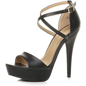Ajvani Femmes Talons Hauts Ouvert lanières croisées Sandales Plateforme,Mat Noir,38 EU - Publicité Ajvani Femmes Talons Hauts Ouvert lanières croisées Sandales Plateforme,Mat Noir,38 EU - Publicité