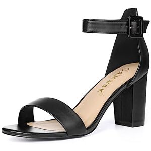 Allegra K Sandales à talon épais et lanière de cheville à boucle pour femme Noir PU Noir, 39.5 EU - Publicité Allegra K Sandales à talon épais et lanière de cheville à boucle pour femme Noir PU Noir, 39.5 EU - Publicité
