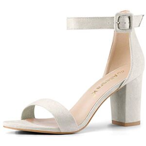 Allegra K Sandales à bout ouvert et talon haut épais avec bride de cheville à boucle pour femme, gris, 42 EU - Publicité Allegra K Sandales à bout ouvert et talon haut épais avec bride de cheville à boucle pour femme, gris, 42 EU - Publicité