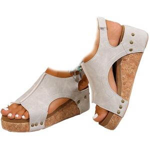 Whimsyard Sandales orthopédiques compensées en cuir pour femme, sandales compensées à plateforme large largeur, boucle à la cheville, sandales d'été à plateforme Wed ge pour femme, gris, 42 EU - Publicité Whimsyard Sandales orthopédiques compensées en cuir pour femme, sandales compensées à plateforme large largeur, boucle à la cheville, sandales d'été à plateforme Wed ge pour femme, gris, 42 EU - Publicité